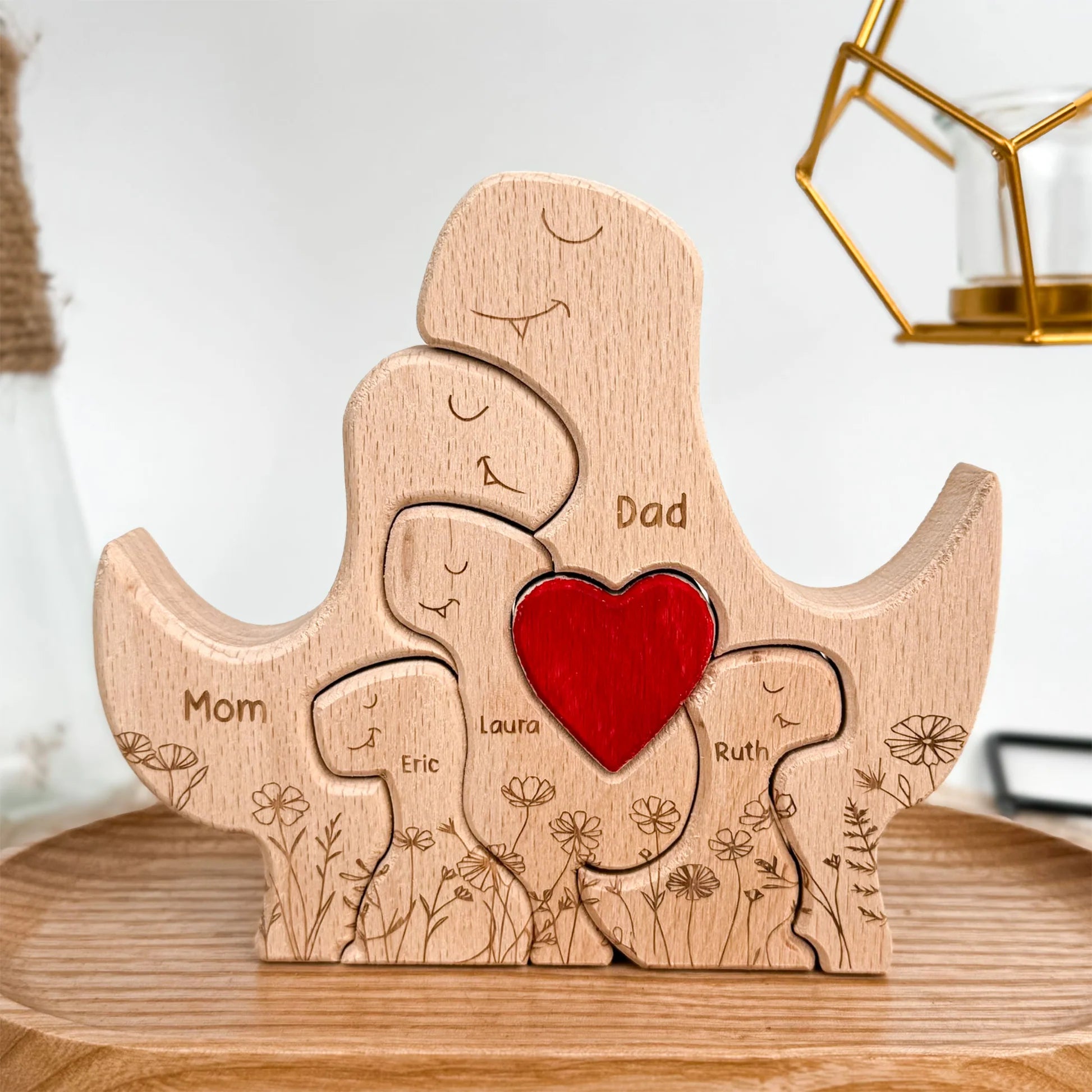Dinosaur Family - Personalized Wooden Dinosaur Family Puzzle