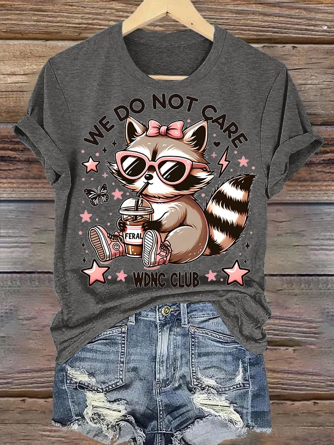 🔥Buy 3 Get 15% Off🔥Women's Cute little raccoon for Women's WDNC Menopause & Perimenopause Printed T-shirt