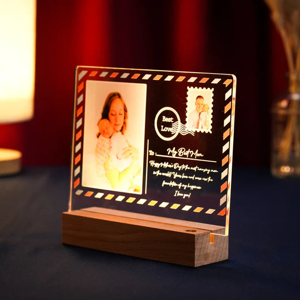 Custom LED Light Frame with Family Photos & Personal Letters - A Timeless Gift for Mom