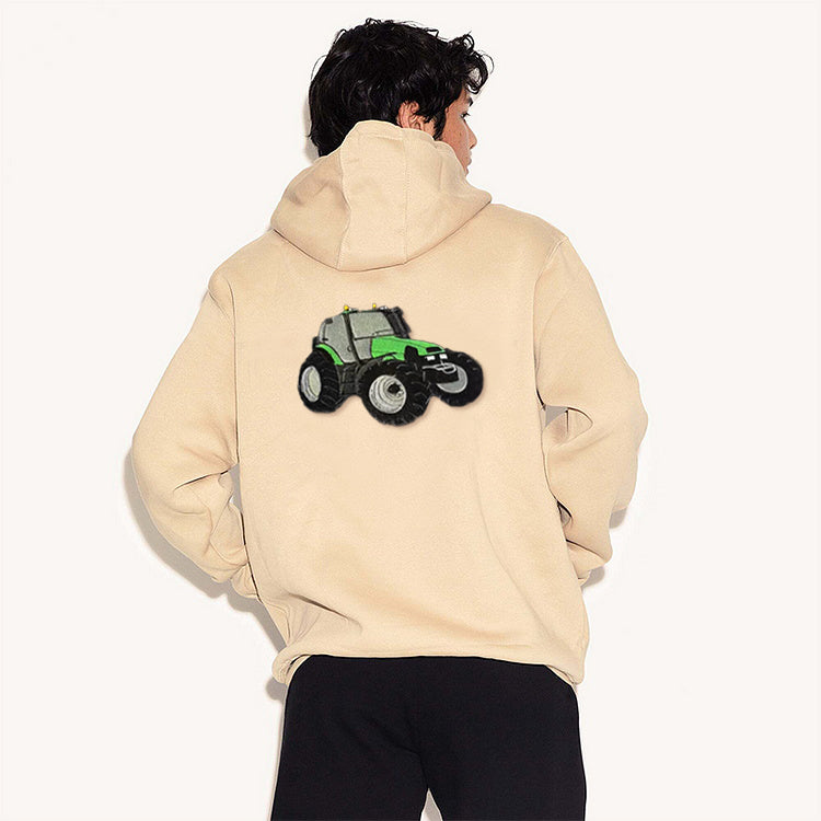Custom Embroidered Car Design on Back, Personalized Tractor Lover Hoodie, Custom Embroidered Gift for Dad