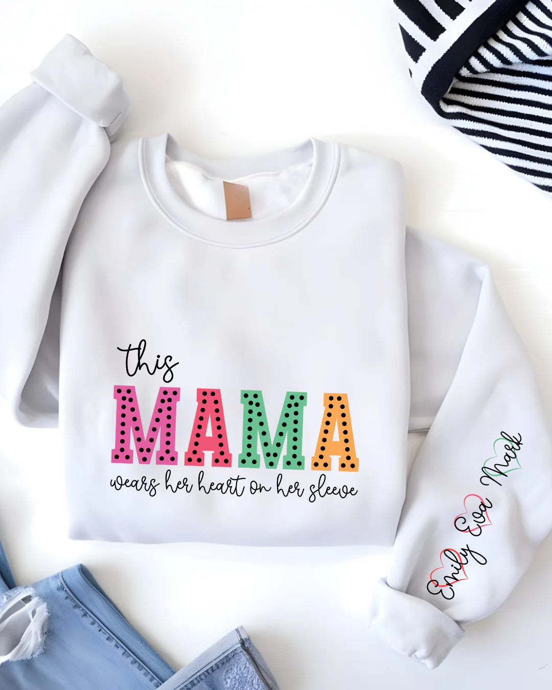Custom “Mama Heart on Sleeve” Sweatshirt