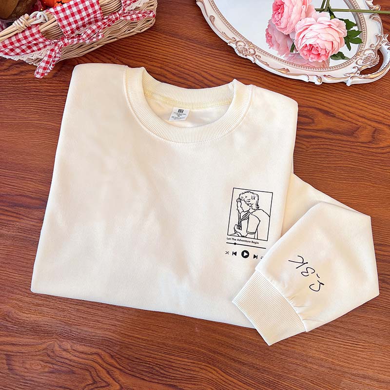Custom Photo Love Song For Couple Embroidered Crewneck/Hoodie/T-shirt