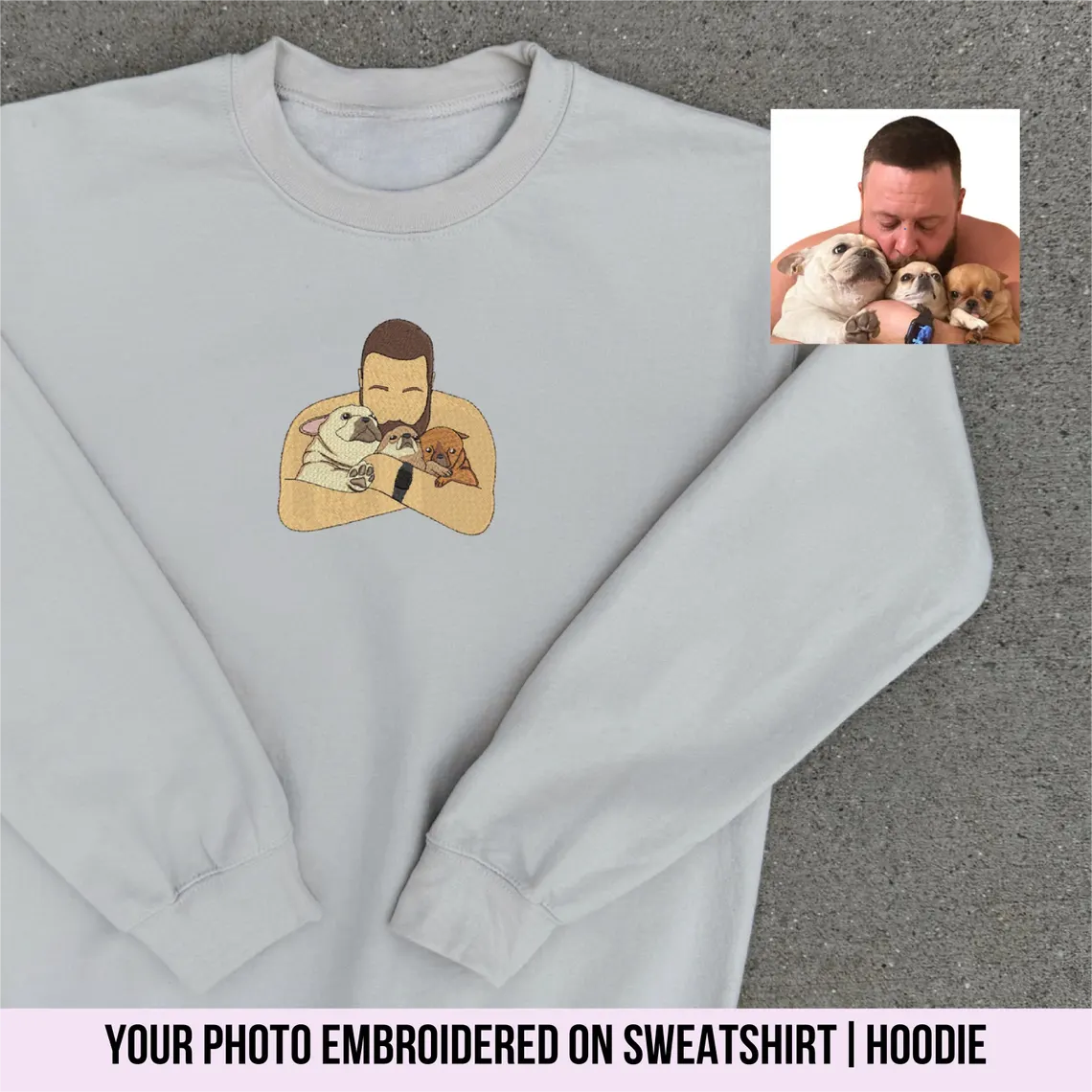 Custom EMBROIDERED Couple Portrait on Crewneck-Unique Gift for Him and Her