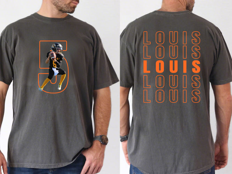 Matching Game Day Tees for Dad & Kids – Custom Football Photo Shirts for Team Spirit!