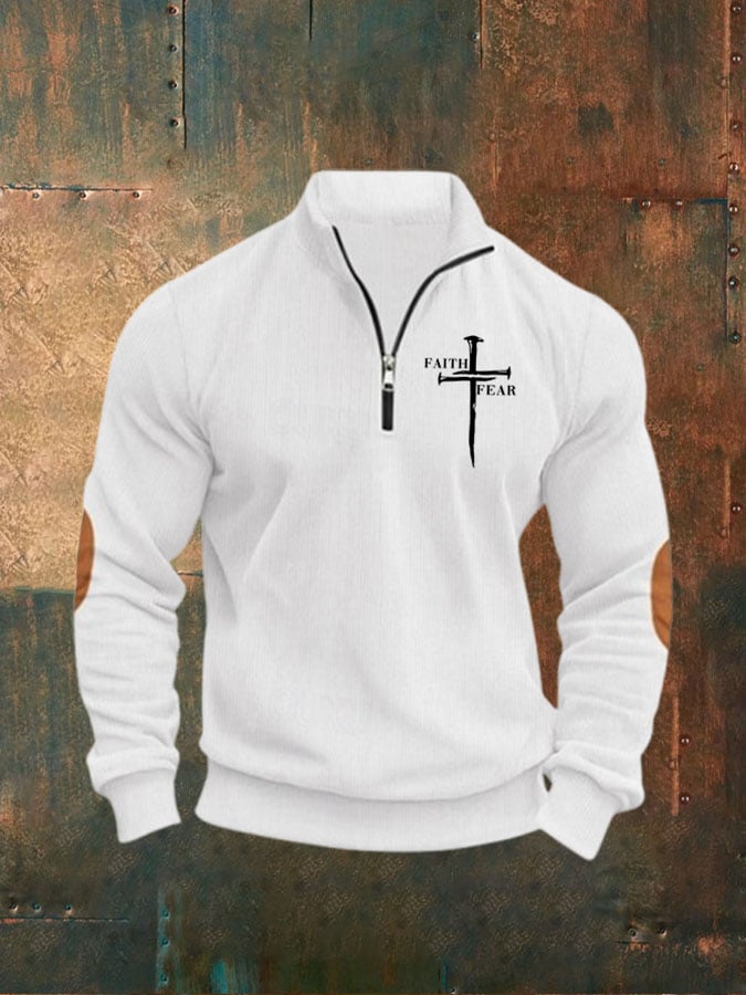 Men's Vintage Faith Cross Print Sweatshirt