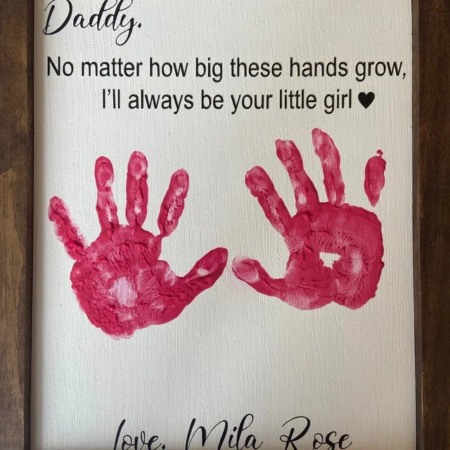Dad - Father's Day Gift, Father's Day Wooden Diy Handprint Sign, Gifts For Dad, Child's Handprint Sign, Gifts For Grandpa