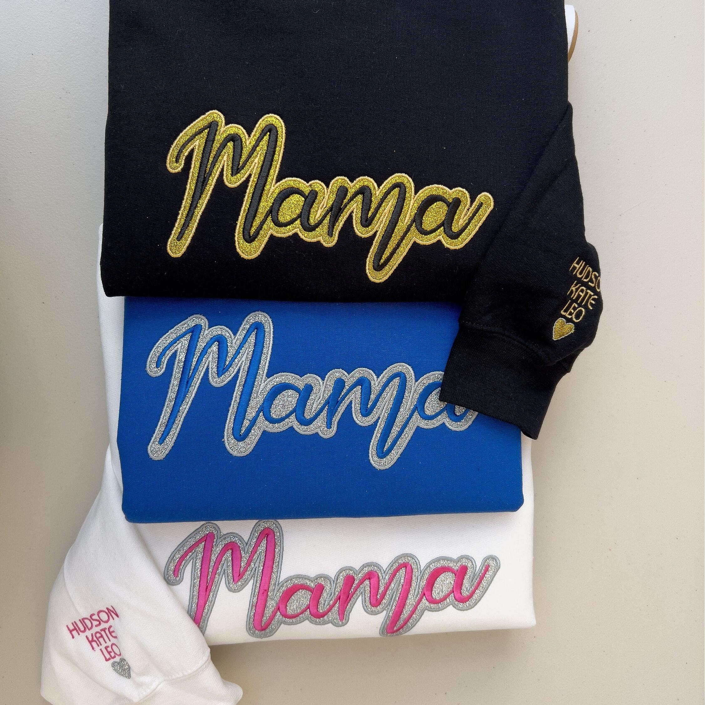 Mama Glitter Embroidered Sweatshirt - Comfortable & Stylish Mom Gift in Multiple Colors