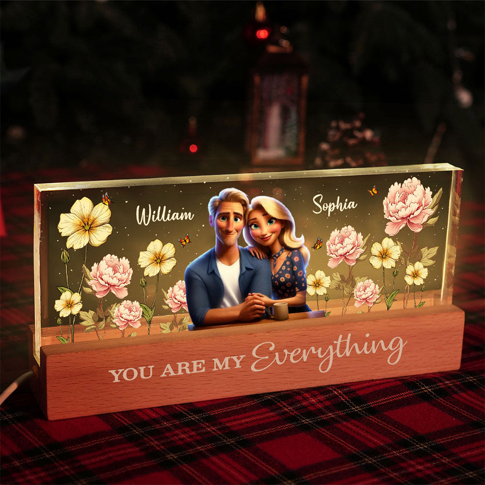 Couple Birth Month Flower Personalized Acrylic Block LED Night Light, Heartfelt 2025 Valentine's Day Gift For Him