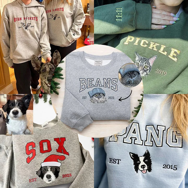 Custom Dog Hoodie Embroidered Dog Name Varsity Style Hoodie | Gifts for Pet Lovers