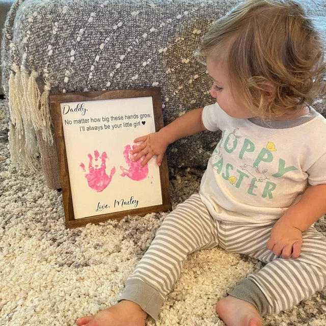 Dad - Father's Day Gift, Father's Day Wooden Diy Handprint Sign, Gifts For Dad, Child's Handprint Sign, Gifts For Grandpa