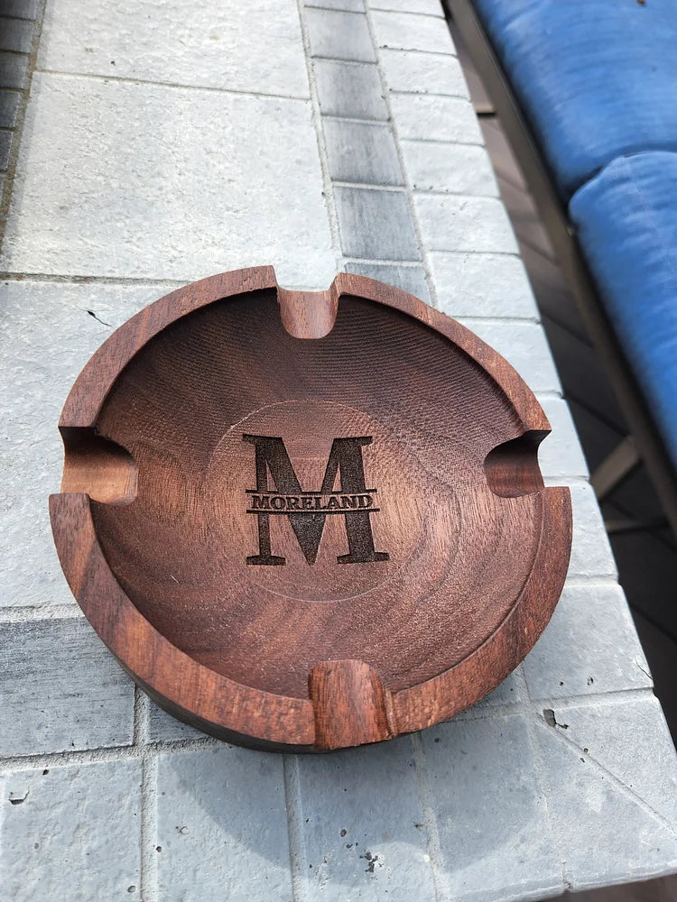 Personalized Name Walnut Cigar Ash Tray