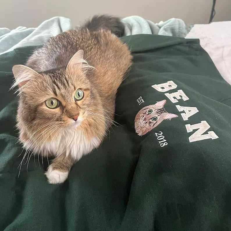 Custom Embroidered Cat From Your Photo Sweatshirt | Gift For Pet Lover