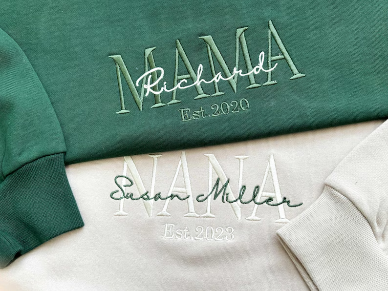 Custom Embroidered Mama Sweatshirt with Kid Name, Mama Sweatshirt, Pregnancy Announcement, Mother’s Day Gift