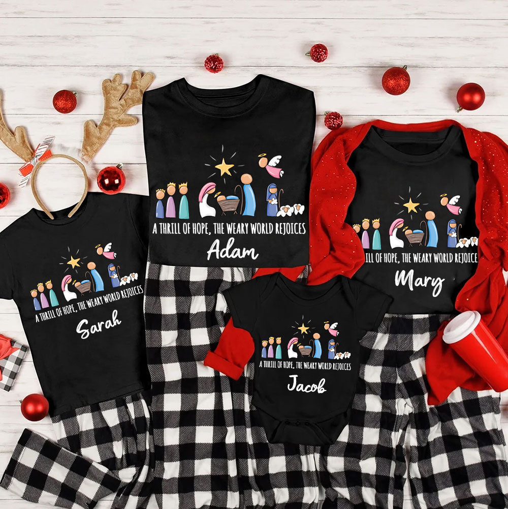 A Thrill Of Hope Christian Christmas Family Matching Shirts