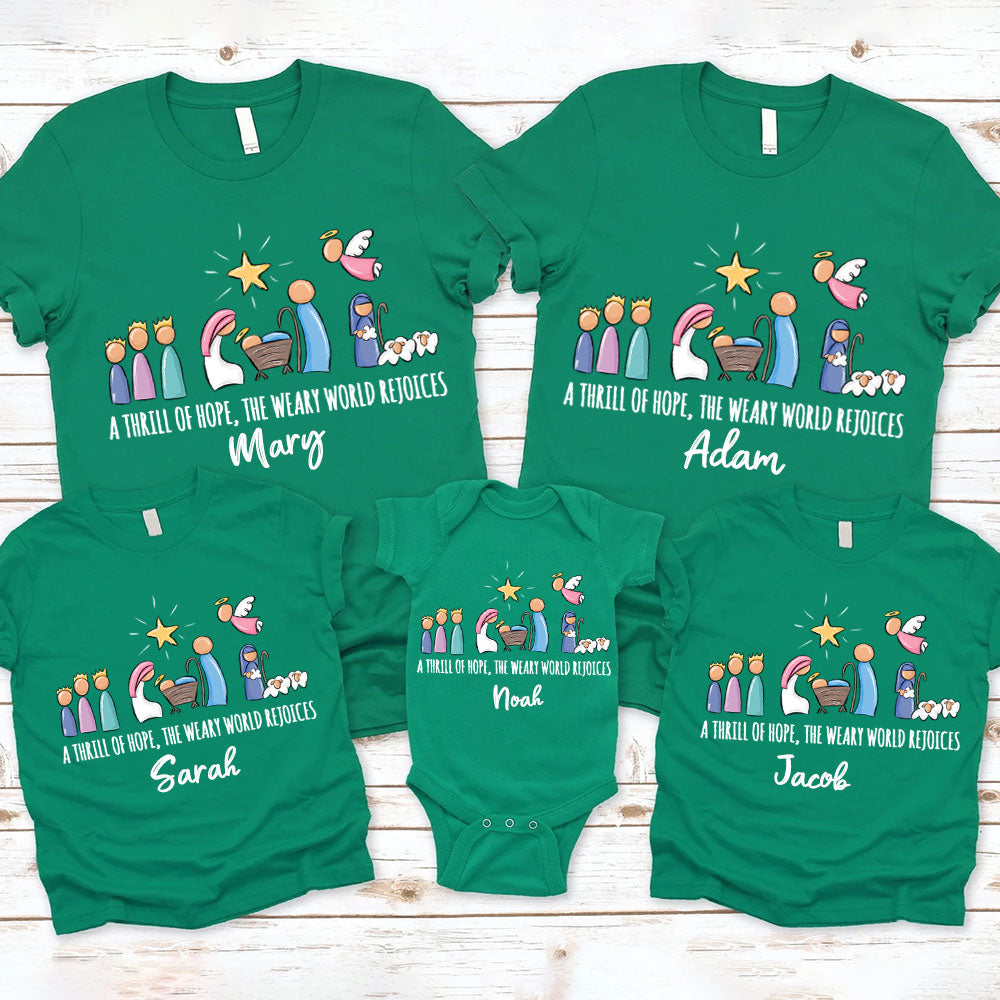A Thrill Of Hope Christian Christmas Family Matching Shirts