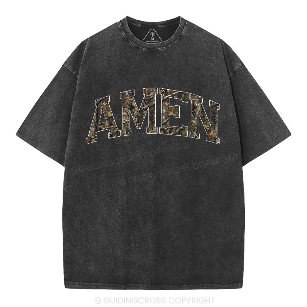 Amen Camouflage Christian Washed T-Shirt