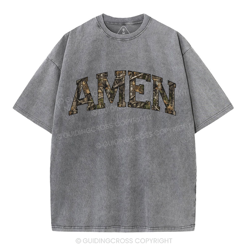 Amen Camouflage Christian Washed T-Shirt
