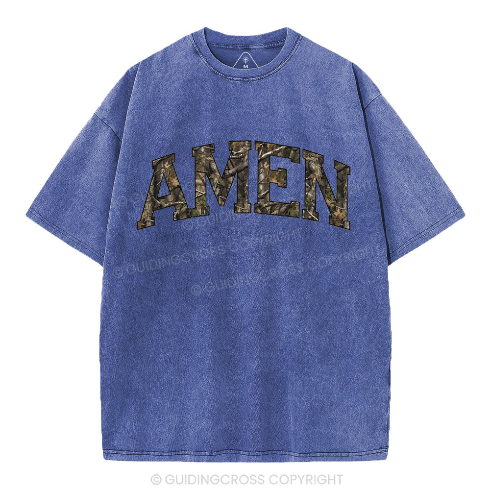 Amen Camouflage Christian Washed T-Shirt