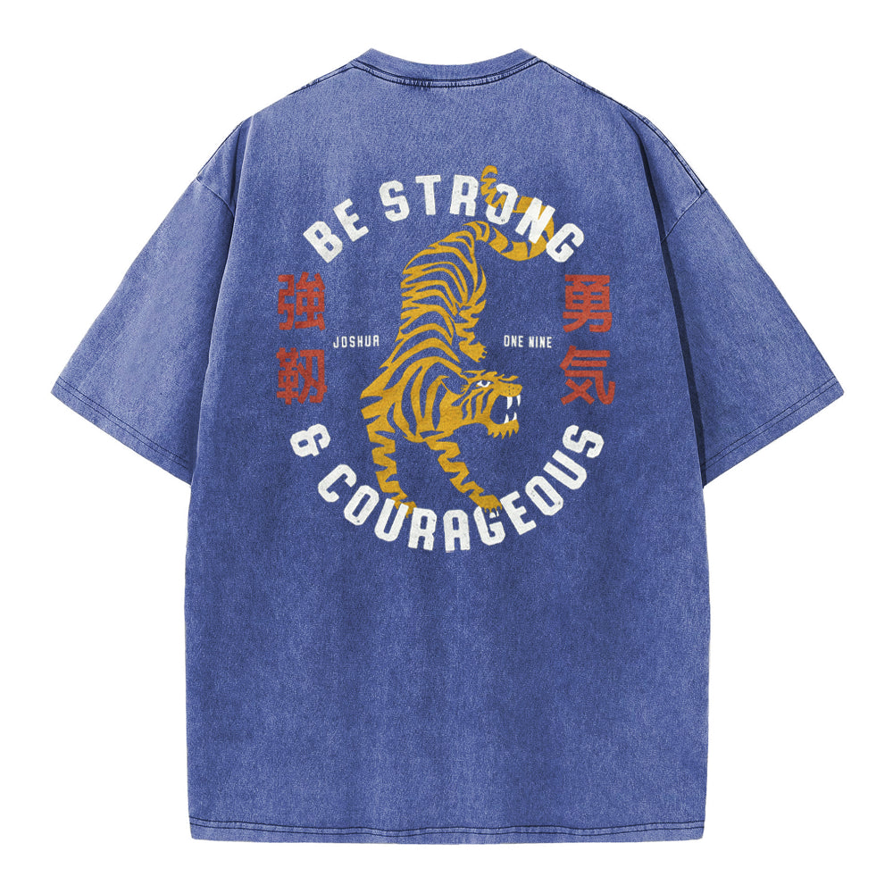 Be Strong And Courageous Christian Washed T-Shirt