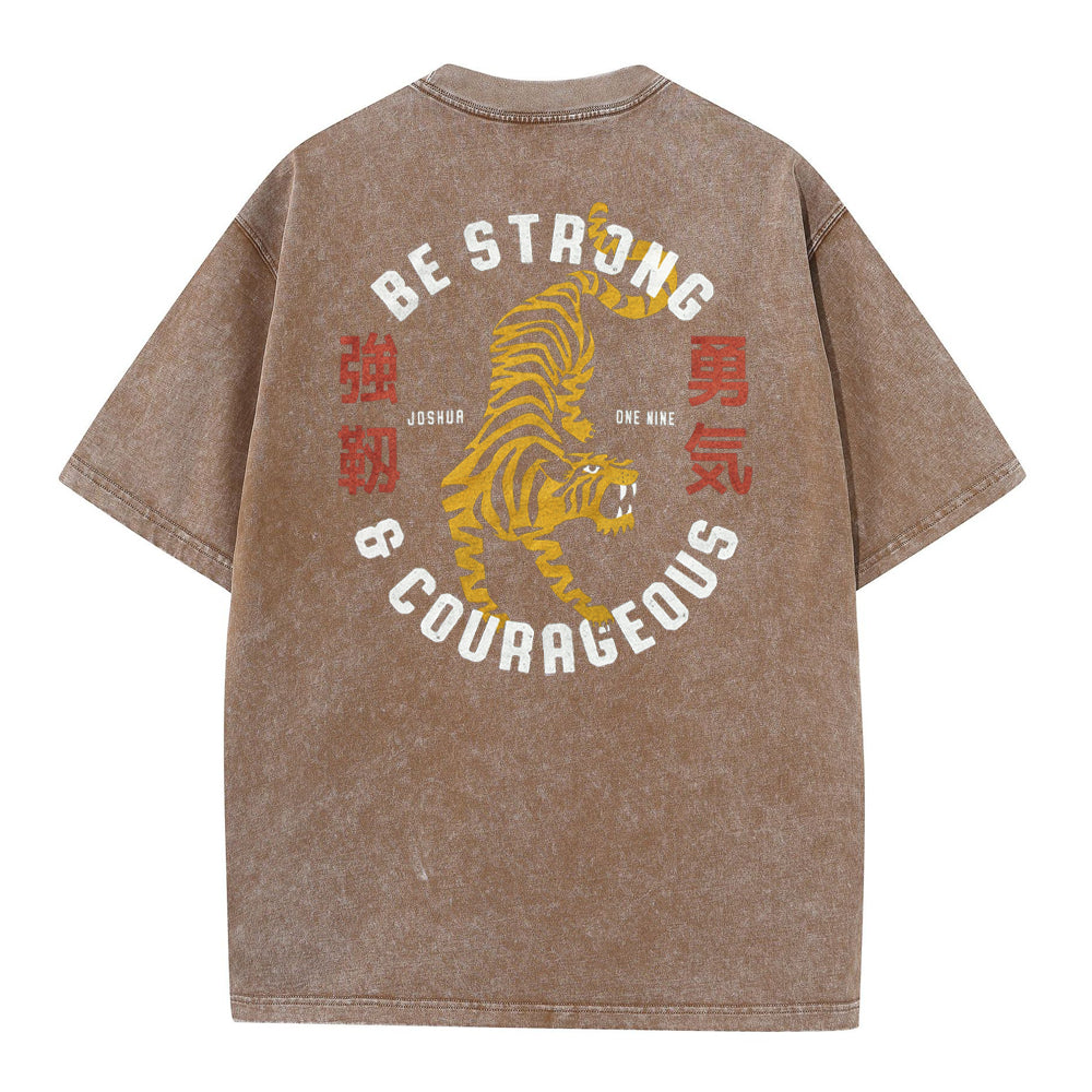 Be Strong And Courageous Christian Washed T-Shirt