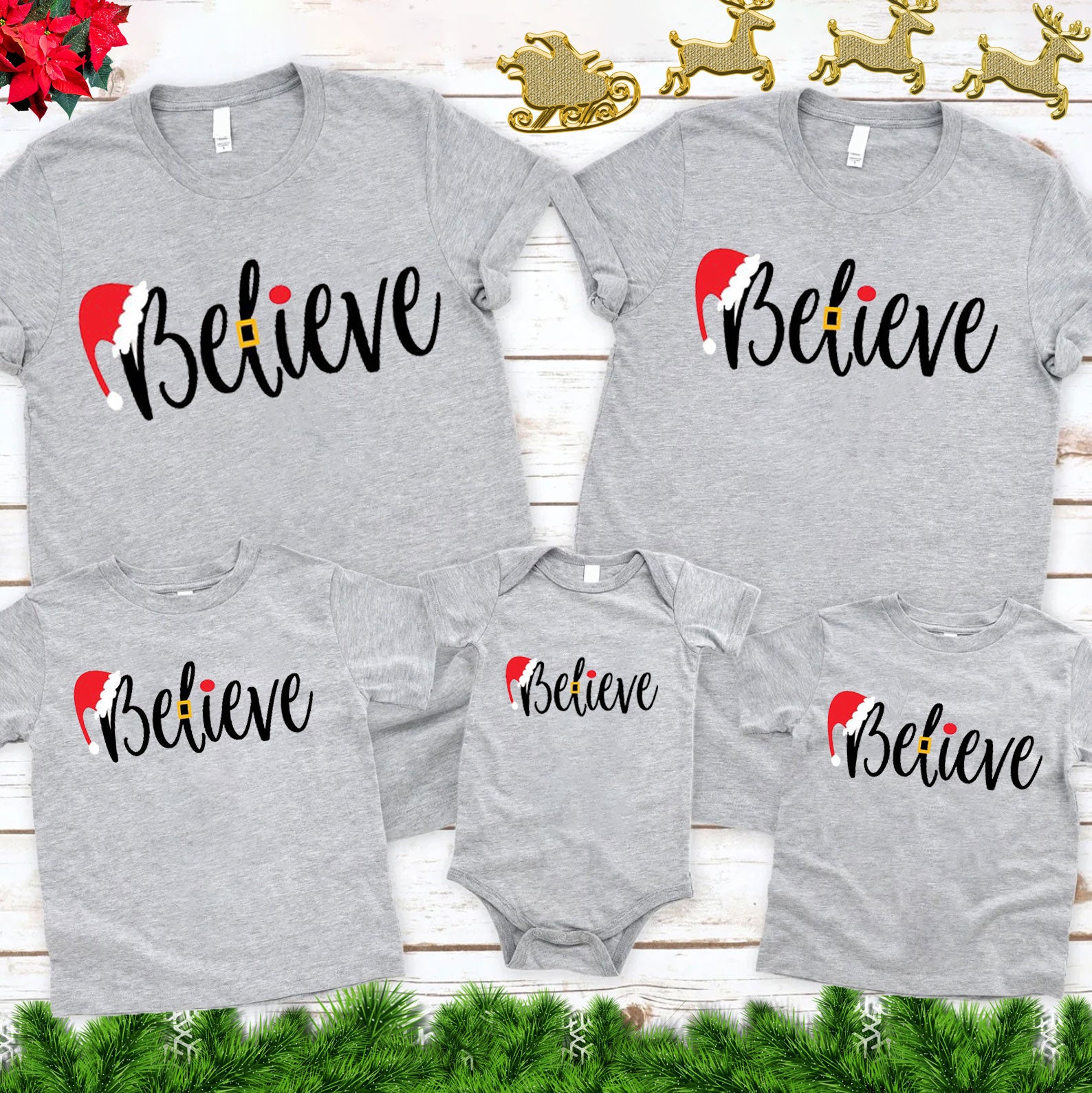 Believe Christmas Family Matching Shirts