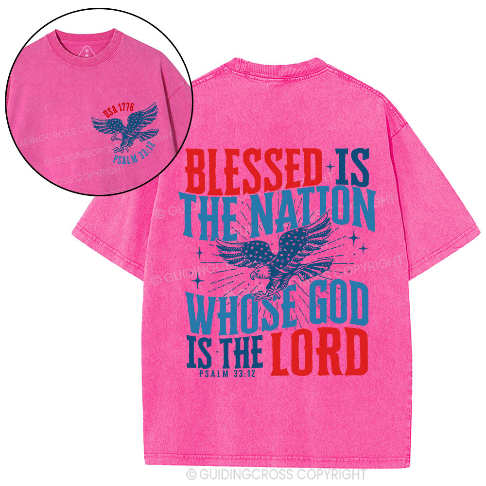 Blessed Is The Nation Whose God Is The Lord Christian Washed T-Shirt