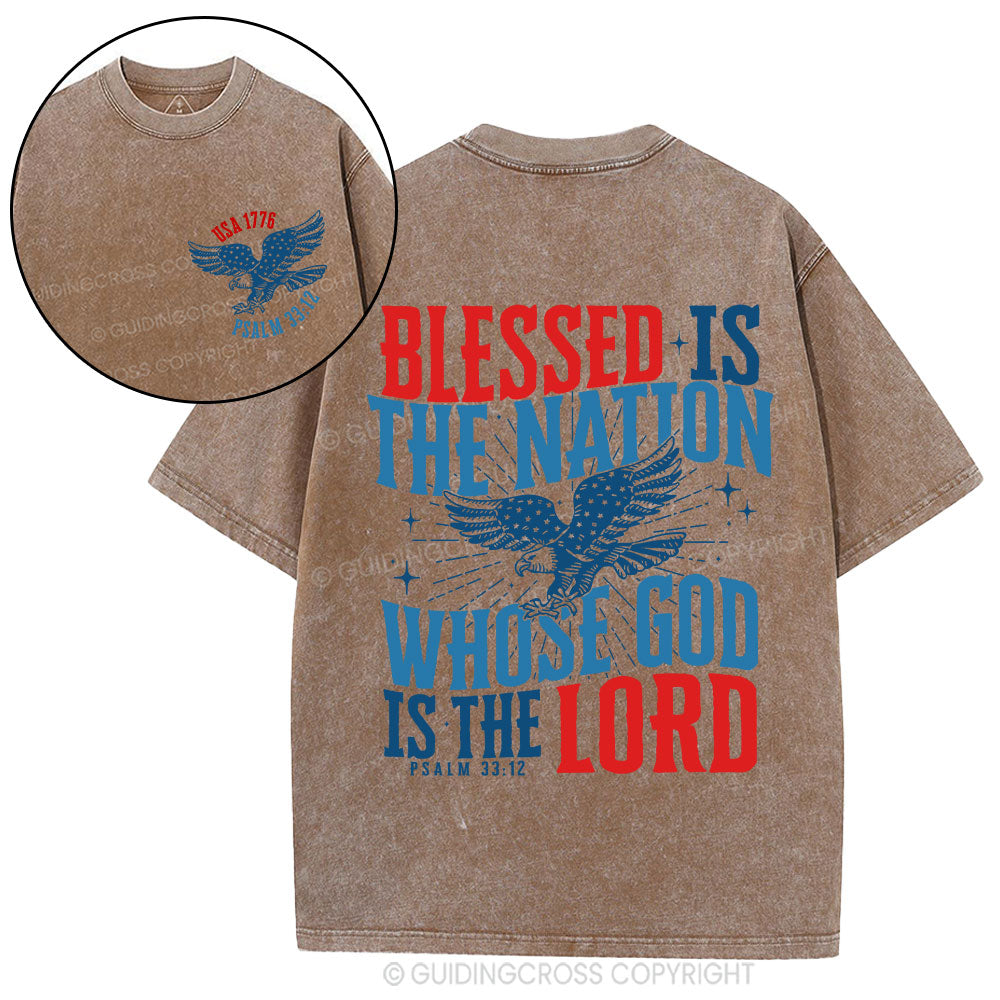 Blessed Is The Nation Whose God Is The Lord Christian Washed T-Shirt