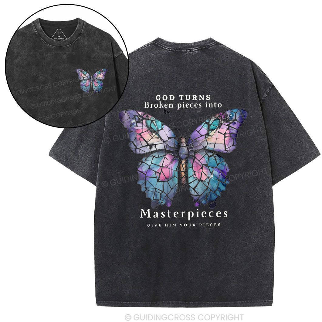 God Turns Broken Pieces Into Masterpieces Chirstian Washed T-Shirt