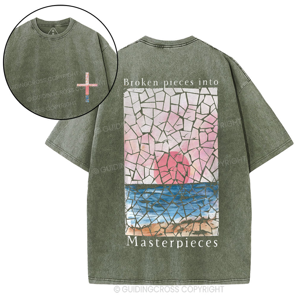 Broken Pieces Into Masterpieces Christian Washed T-Shirt