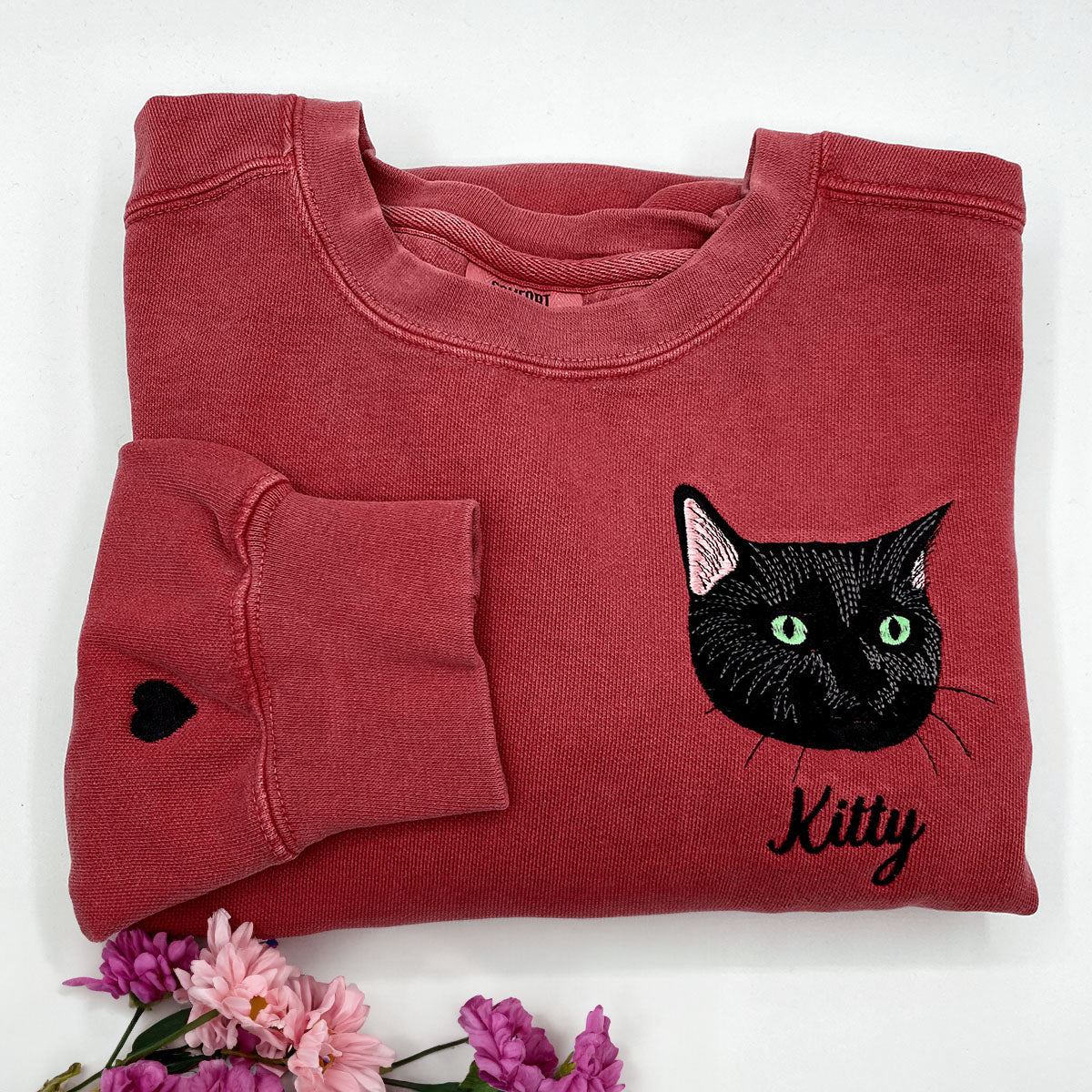 Custom Embroidered Cat Sweatshirt from Photo | Gift For Pet Lover