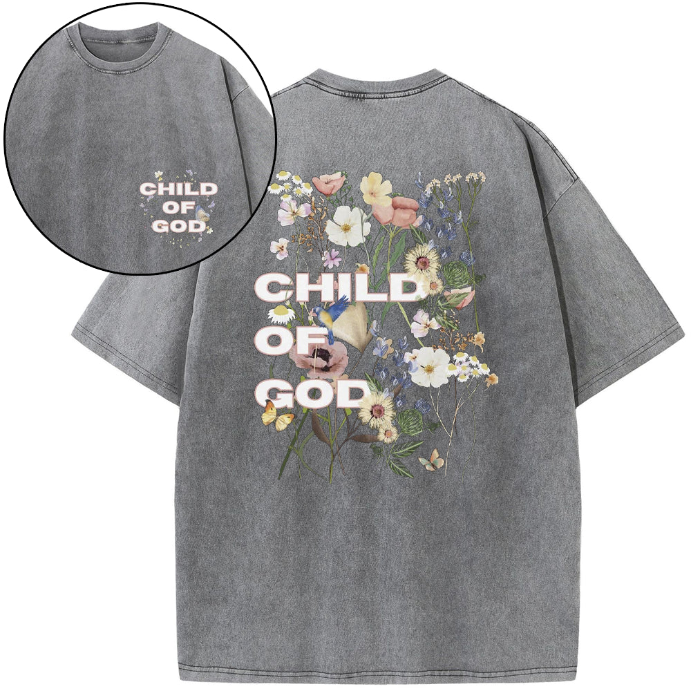 Child Of God Wildflowers Christian Washed T-Shirt