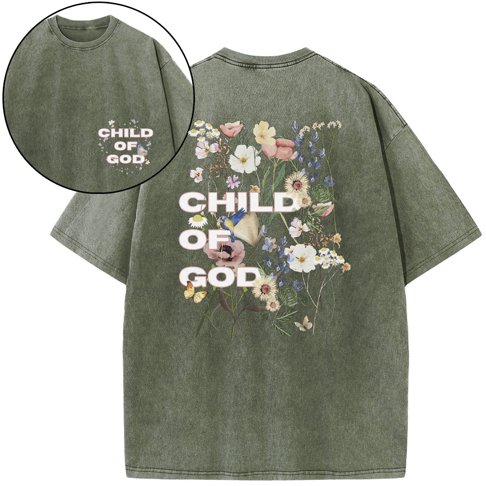 Child Of God Wildflowers Christian Washed T-Shirt
