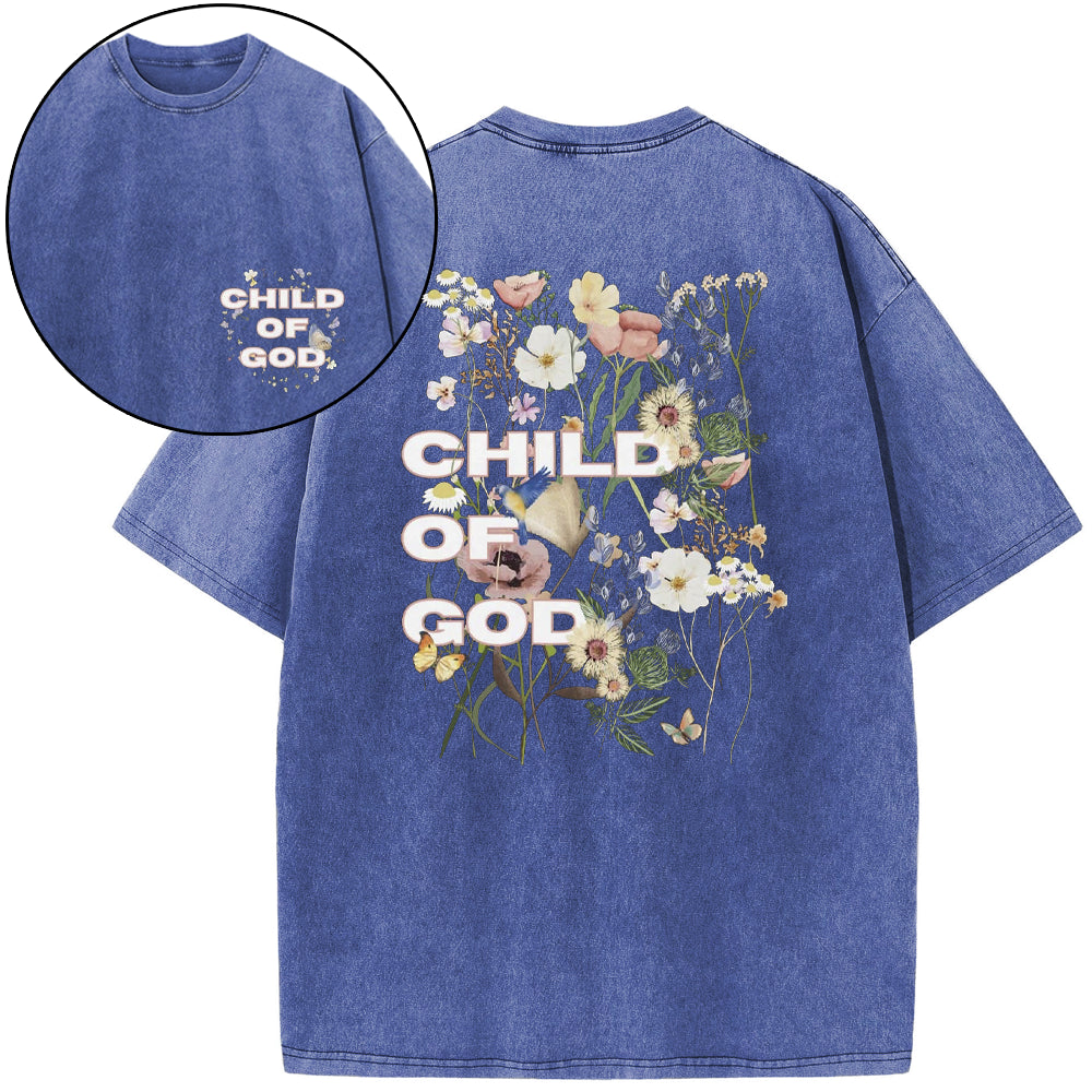 Child Of God Wildflowers Christian Washed T-Shirt