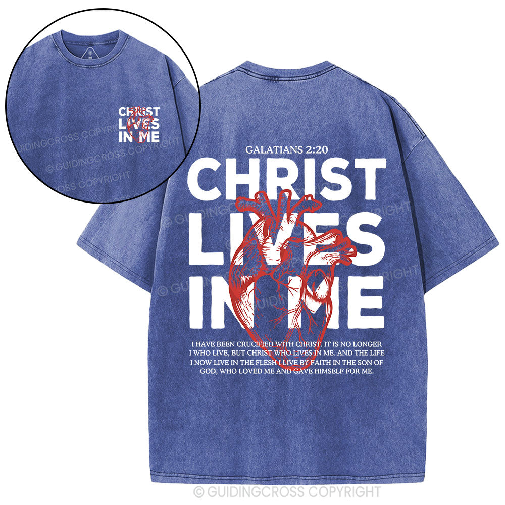 Christ Lives In Me Christian Washed T-Shirt