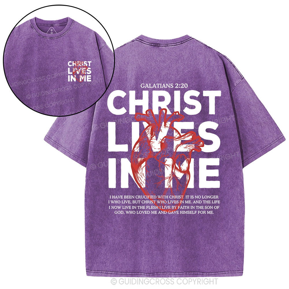 Christ Lives In Me Christian Washed T-Shirt