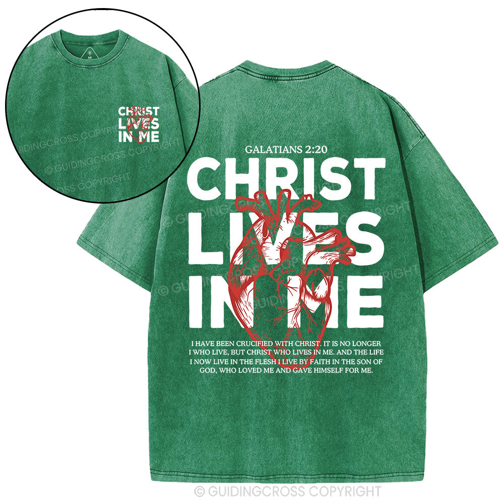 Christ Lives In Me Christian Washed T-Shirt