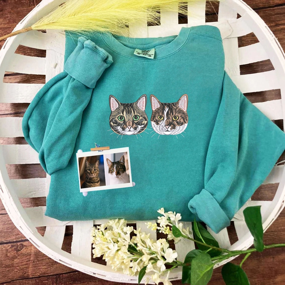 Custom Embroidered Cat Sweatshirt from Photo | Gift For Pet Lover
