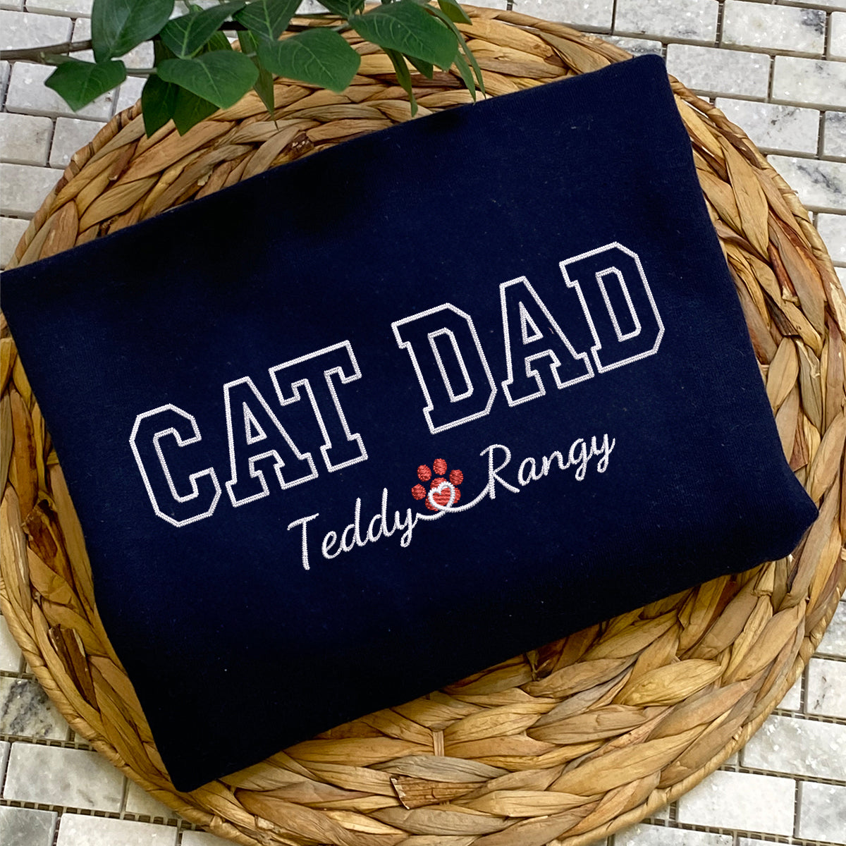 Custom Cat Dad with Names Embroidered Sweatshirt | Gift For Pet Lovers
