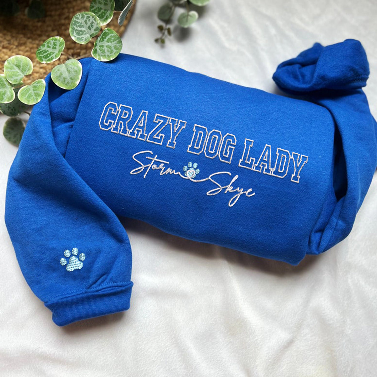 Custom Crazy Dog Lady With Names Embroidered Sweatshirt | Gift For Pet Lovers