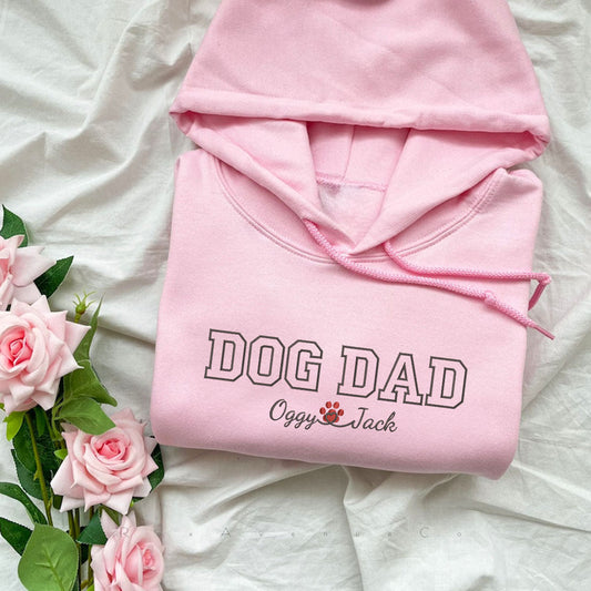 Custom Dog Dad with Names Embroidered Hoodie | Gift For Pet Lovers