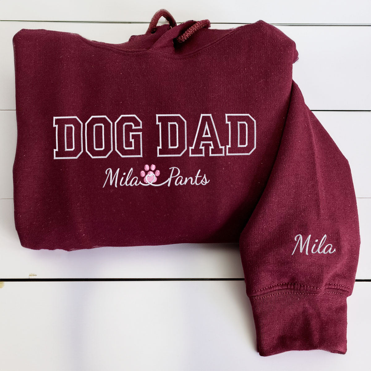 Custom Dog Dad with Names Embroidered Hoodie | Gift For Pet Lovers