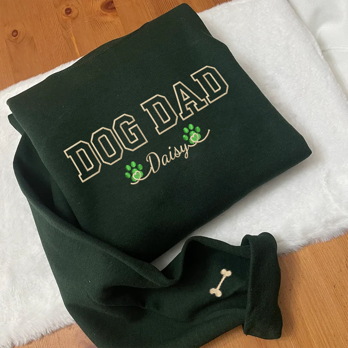 Custom Dog Dad with Names Embroidered Hoodie | Gift For Pet Lovers