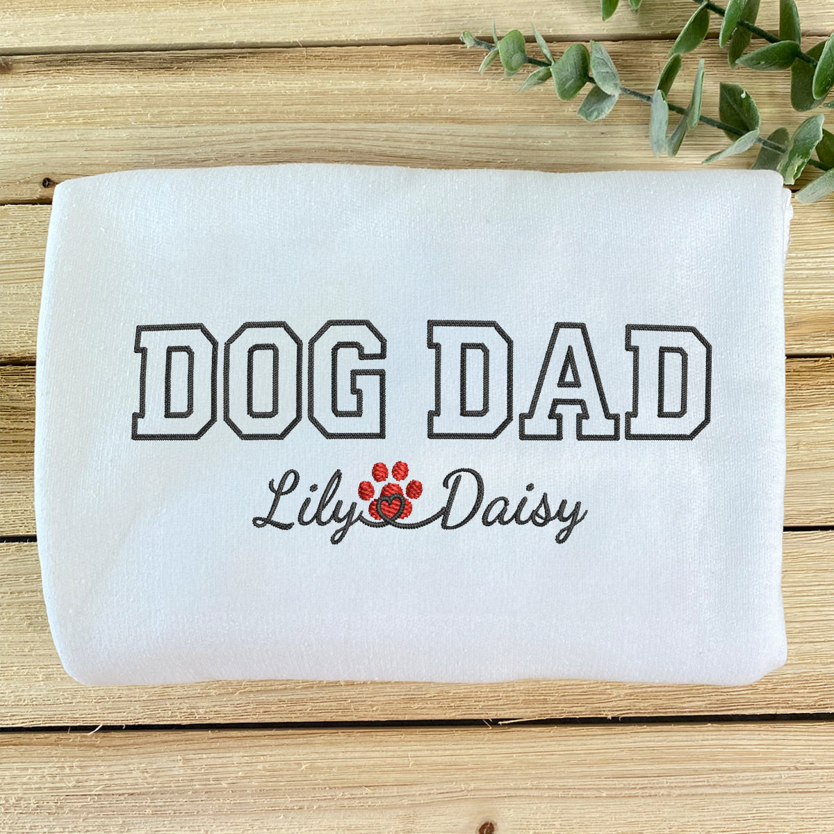 Custom Dog Dad with Names Embroidered Hoodie | Gift For Pet Lovers