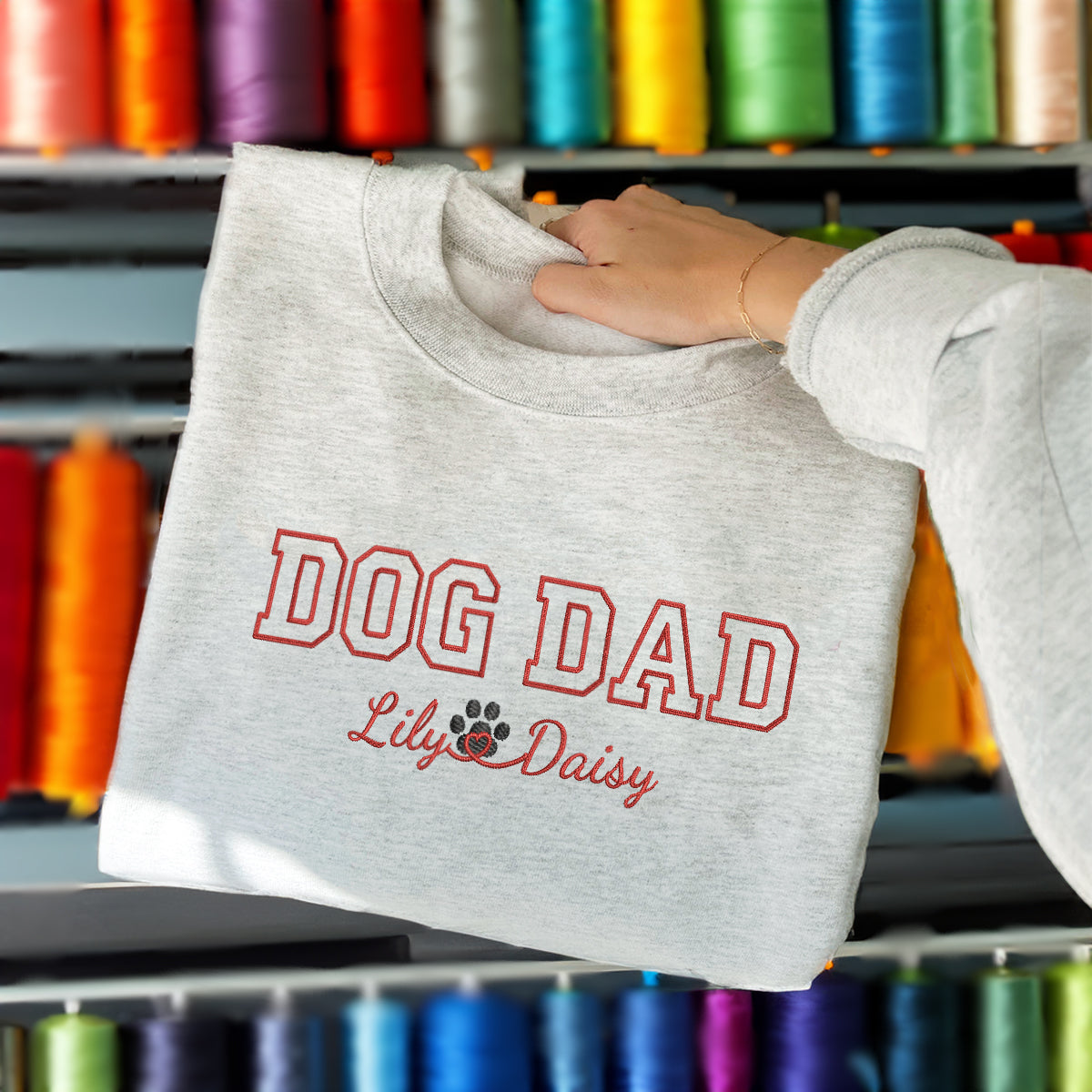 Custom Dog Dad with Names Embroidered Sweatshirt | Gift For Pet Lovers