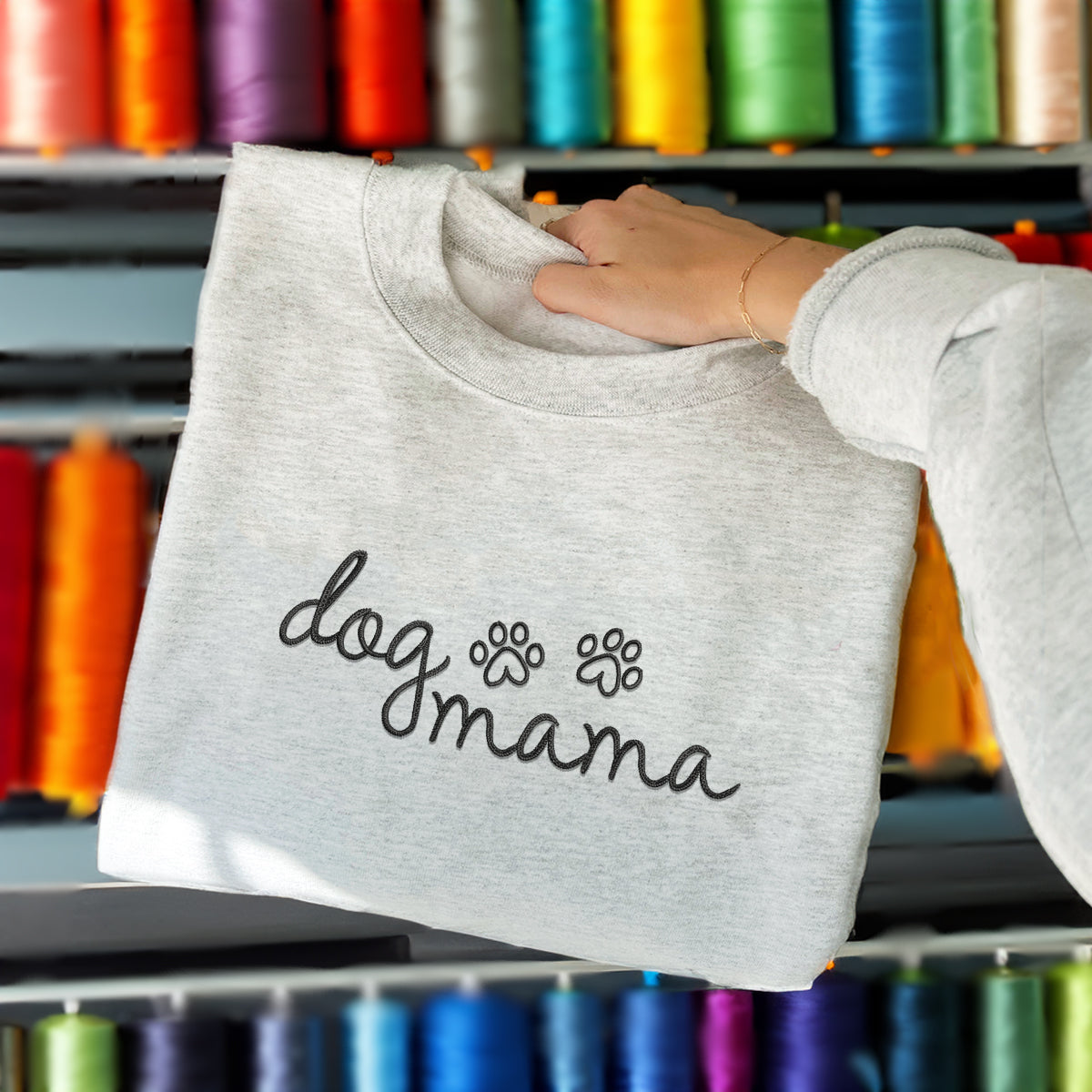 Custom Dog Mama Embroidered Sweatshirt | Gift For Pet Lovers
