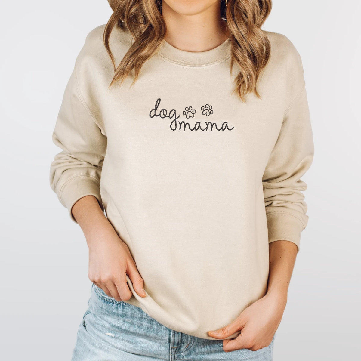 Custom Dog Mama Embroidered Sweatshirt | Gift For Pet Lovers