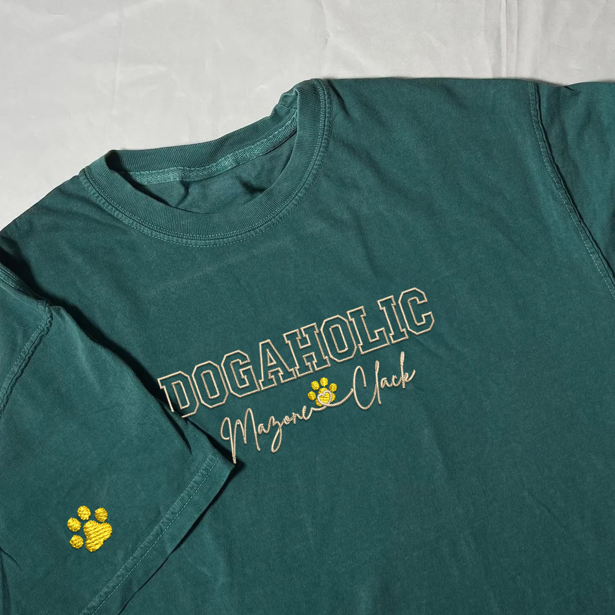 Custom Dogaholic With Names Embroidered T-Shirt | Gift For Pet Lovers