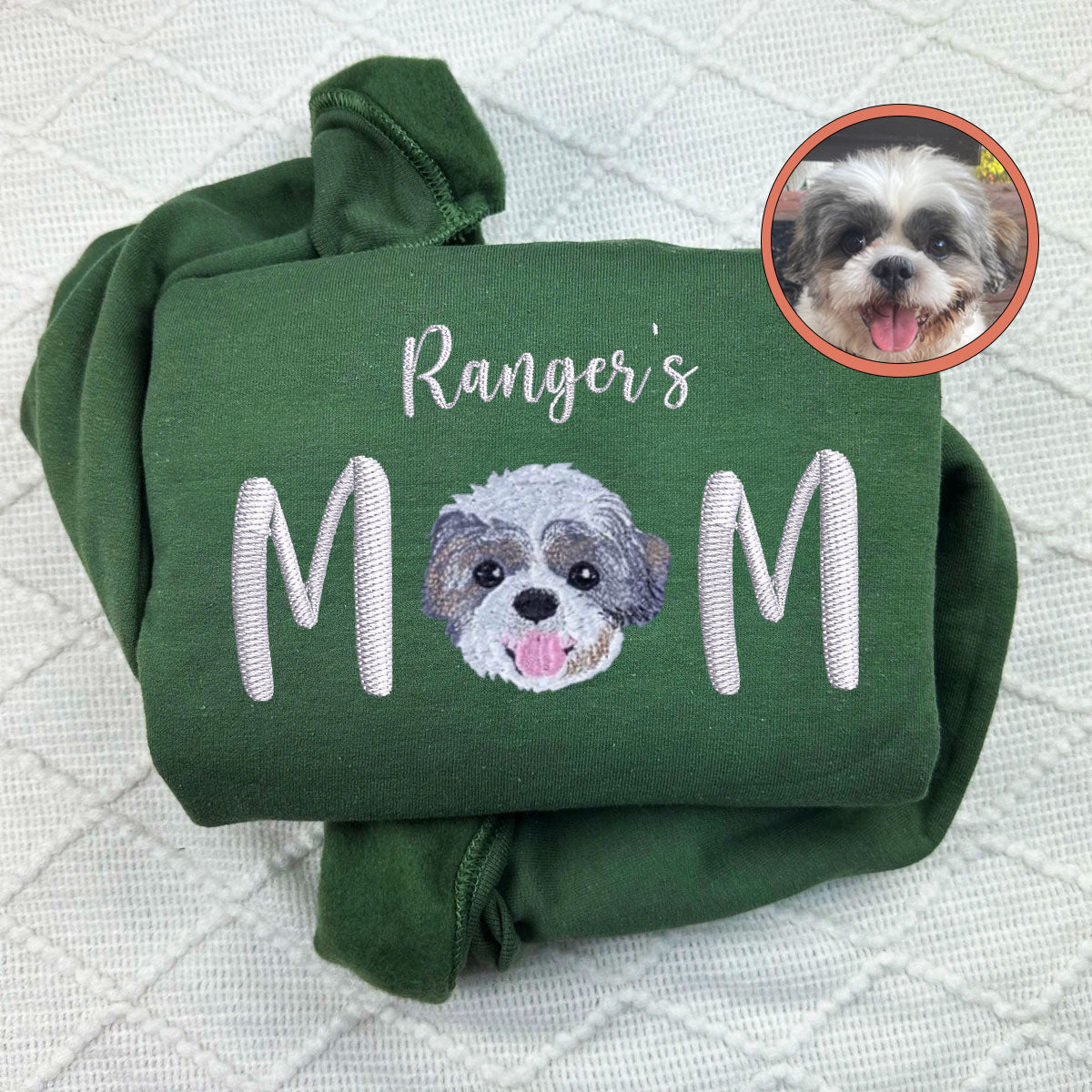 Custom Full-Color Pet Mom With Name Embroidered Hoodie | Gift For Pet Lovers