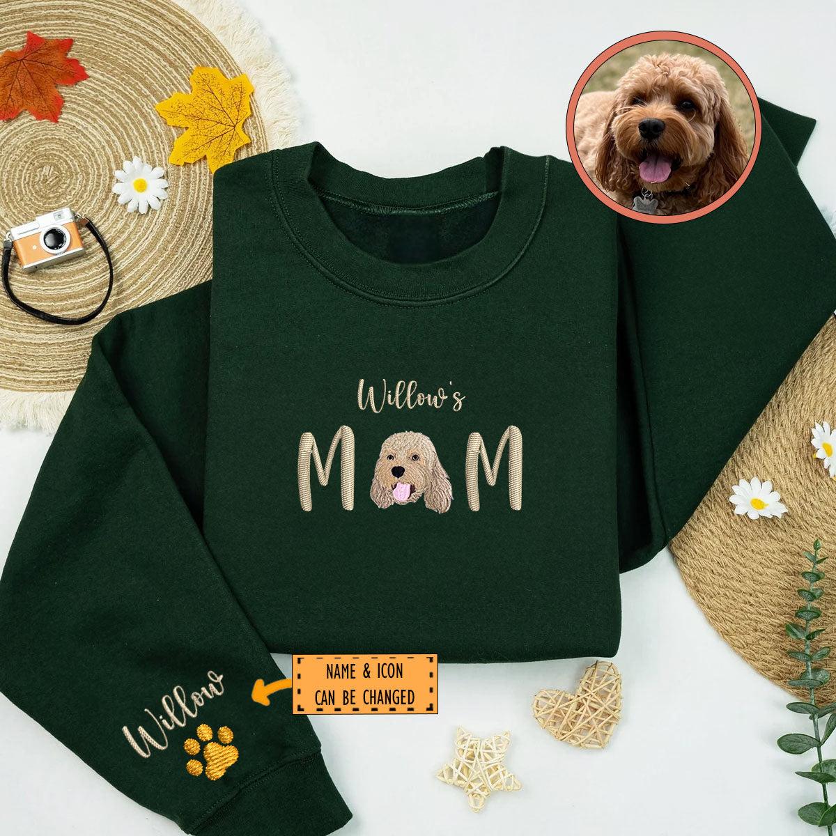 Custom Full-Color Pet Mom With Name Embroidered Sweatshirt | Gift For Pet Lovers