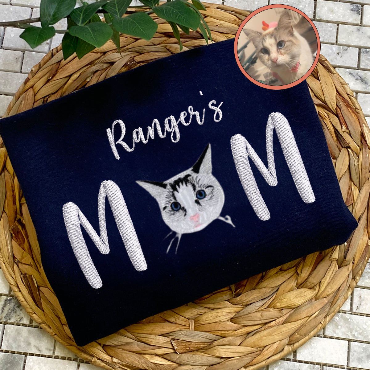 Custom Full-Color Pet Mom With Name Embroidered Sweatshirt | Gift For Pet Lovers